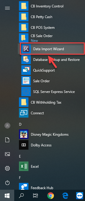 เปิดโปรแกรม โดยคลิกที่ Data Import Wizard